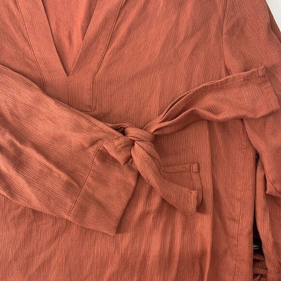 Lumiere Orange 3/4 Sleeve Relaxed Fit V Neck Top M - Picture 4 of 6